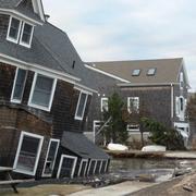 House partly collapsed after flooding in Mantoloking, NJ.