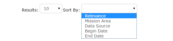 Sorting results by relevance | Science Data Catalog