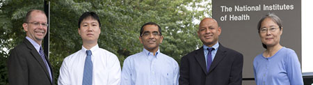 Photo of Michael R. Mowatt, Ph.D.; Kevin Chang, Ph.D.; Sanjay Desai, M.D., Ph.D.; Mukul Ranjan, Ph.D.; Dana Hsu, J.D, M.S.