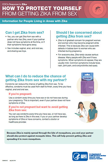 	How to Protect yourself from getting zika from Sex Information for people living in areas with zika fact sheet thumbnail