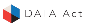 The logo for the DATA Act. It features a cube like icon in red, beige, blue and black and thin, widely spaced, black text that reads 'DATA Act'.