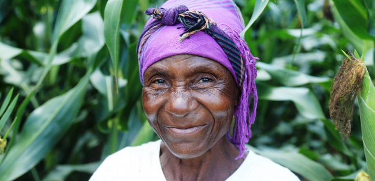 Female maize farmer in field