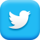 Follow us on Twitter symbol. Blue letter T