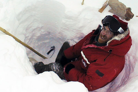 Montzka in a snow pit in Antarctica