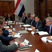 Deputy Secretary of Commerce Bruce Andrews and Deputy Secretary of Labor Chris Lu host 10 leading Dutch investors at the Department of Commerce to learn more about their U.S. operations and discuss their workforce challenges