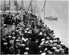 Public health workers checking immigrants arriving to the United States for signs of illnes. Credit: National Library of Medicine, NIH