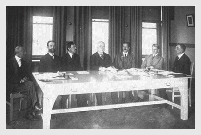 Some of the key figures in Kinyoun’s professional life, assembled for a Rockefeller Institute meeting