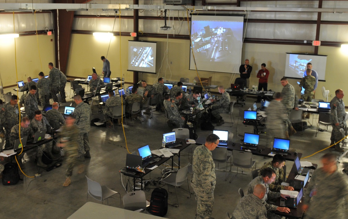 Air and Army National Guardsmen take part in exercise Cyber Shield 2016 at Camp Atterbury, Ind., April 20, 2016. Cyber Shield 2016 is an Army National Guard cyber training exercise designed to develop and train cyber-capable forces including members of the National Guard, Army Reserve, Marine Corps and other federal agencies. Army photo by Sgt. Stephanie A. Hargett 