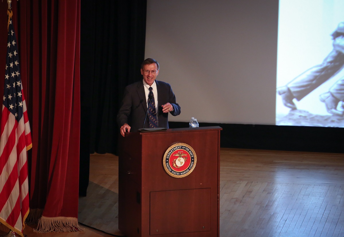 The Honorable Sean Stackley, assistant secretary of the Navy for Research, Development and Acquisition, gives remarks during the Marine Corps Systems Command Acquisition Excellence Awards Aug. 2, aboard Marine Corps Base Quantico, Va. MCSC holds the awards ceremony annually to recognize the outstanding performance of Corps acquisition professionals and teams. U.S. Marine Corps photo by Jennifer Sevier 