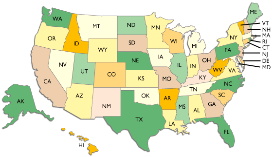 Map of U.S with state links to FWS offices and Refuges