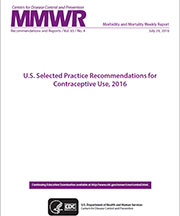 MMWR cover - US Selected Practice Recommendations for Contraceptive User, 2016