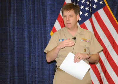 Rear Adm. David G. Simpson at Joint Test and Evaluation, Suffolk, Va,. Jan. 12, 2012.