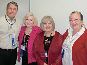 John Calvert, Barbara Russell Pitts, Mary Russell Sarao, and Cathie Kirik at the Austin Independent Inventors Conference.