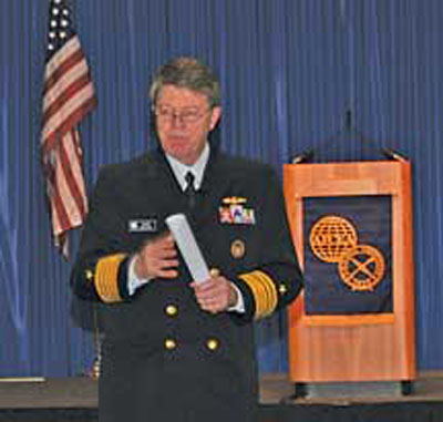 Deputy Chief of Naval Operations for Communications Networks Vice Adm. Mark Edwards discusses OPNAV N6’s plan to recapitalize funds by replacing Navy legacy systems to reap the huge benefits of new technology and cost savings, and reinvest in the needs of Sailors and Marines. Increased bandwidth capacity for Sailors at sea is just one of Edwards’ top priorities. The admiral laid out his plan to an audience at West 2007, co-sponsored by AFCEA International and the U.S. Naval Institute, Feb. 2 at the San Diego Convention Center.