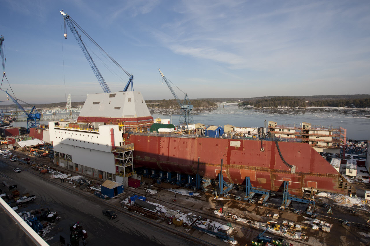 DDG 1000 at Bath Iron Works January 2013. Photo courtesy Bath Iron Works.