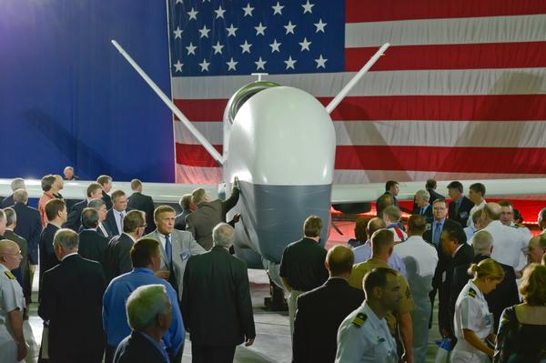 Nearly 300 people, including Northrop Grumman, Navy and community officials, turn out for the unveiling of the MQ-4C Broad Area Maritime Surveillance (BAMS) unmanned aircraft system (UAS) during a ceremony June 14, 2012 at Northrop Grumman's Palmdale, Calif., manufacturing plant. Officially called the Triton, the MQ-4C’s unveiling capped more than four years of development with Northrop Grumman for the surveillance aircraft. (Photo courtesy of Northrop Grumman)