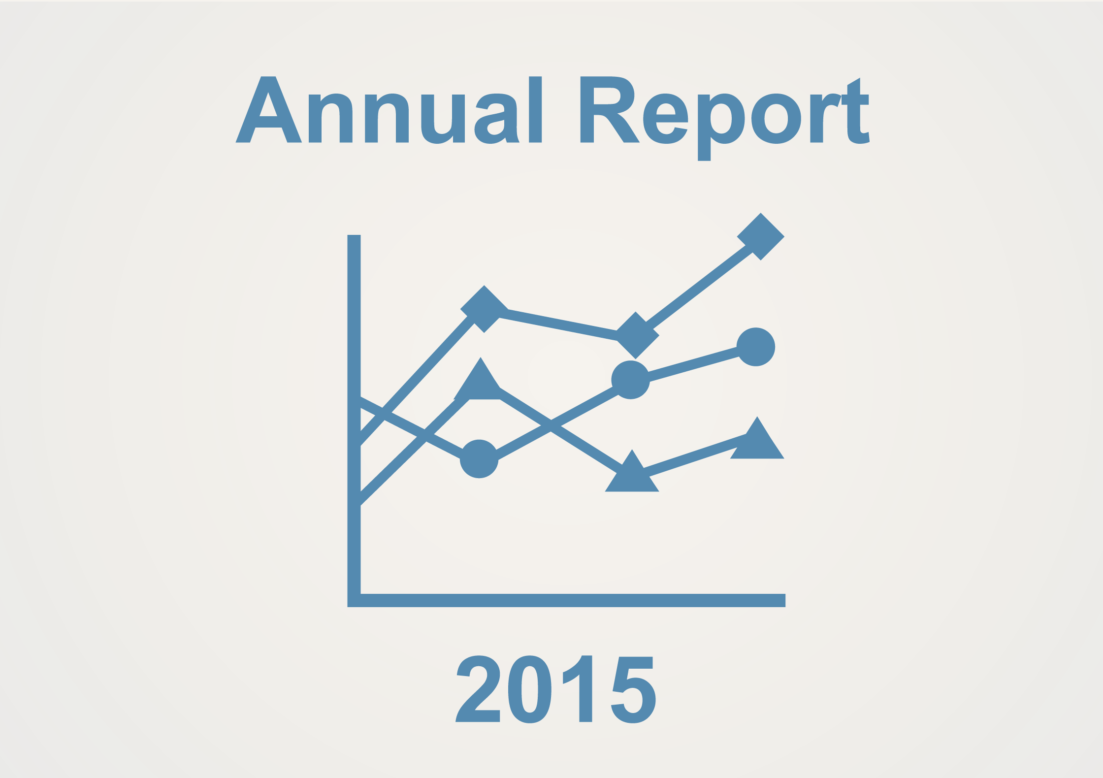 Blue line graph with text Annual Report 2015