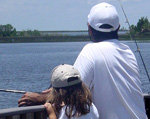 Father and daughter fishing