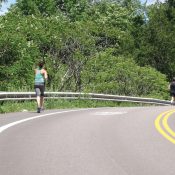 Two joggers enjoy a run on a paved shoulder in Montpelier, Vermont, pop 7,700. (Source: Western Transportation Institute)