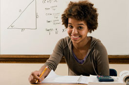 	african american female teen in math class