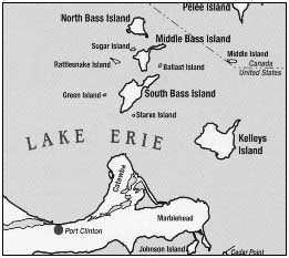 Map island in western Lake Erie that support Lake Erie watersnakes.