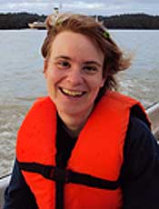 image of author wearing orange lifejacket 