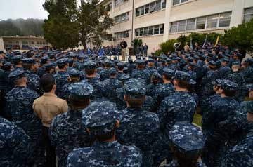 MONTEREY, Calif. (Jan. 30, 2012) Vice Adm. Michael S. Rogers, commander of U.S. Fleet Cyber Command and U.S.10th Fleet, speaks to students and staff at the Center for Information Dominance, Unit Monterey, during an all-hands call. U.S. Navy photo by Mass Communication Specialist 1st Class Nathan L. Guimont.