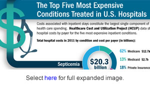 Link to Infographic - The Top Five Most Expensive Conditions Treated in U.S. Hospitals