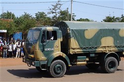 KAYA, Burkina Faso - A truck from a Senegalese military unit convoy arrives in Burkina Faso in June 2009 for a multinational peacekeeping exercise. The military unit convoyed nearly 3,000 kilometers from coastal West Africa to Burkina Faso. Exercise JIGUI, conducted by the Economic Community of West African States standby force, focused on the logistical capabilities necessary to support the ECOWAS standby force in peace support operations. (Photo courtesy of  U.S. Army Africa)