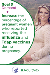 Demand - Increase the percentage of pregnant women who reported receiving the influenza and Tdap vaccines during pregnancy. #Adult Vax