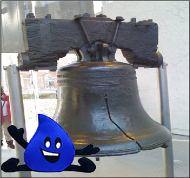 Our Spokesgallon Flo with the Liberty Bell