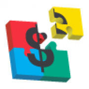 Graphic showing four multicolored puzzle pieces coming together with a dollar sign inscribed in the center. 