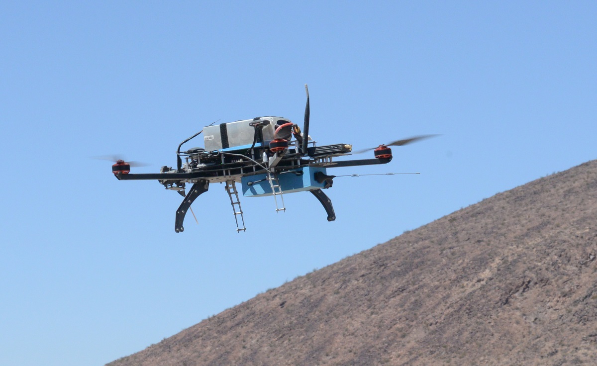 Soldiers may someday have a new set of eyes on the battlefield thanks to a small unmanned aerial vehicle so new that it doesn't yet have a name. The unmanned vehicle is currently being evaluated at the National Training Center, Fort Irwin, California. Photo Credit: David Vergun 