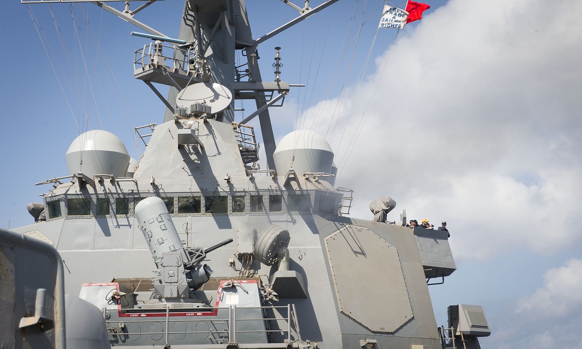 MEDITERRANEAN SEA (March 25, 2016) USS Porter (DDG 78) fires its forward Phalanx Close-In Weapon System during a live-fire training exercise. Porter, an Arleigh Burke-class guided-missile destroyer, forward-deployed to Rota, Spain, is conducting a routine patrol in the U.S. 6th Fleet area of operations in support of U.S. national security interests in Europe.  U.S. Navy Photo by Mass Communication Specialist 3rd Class Robert S. Price/Released 