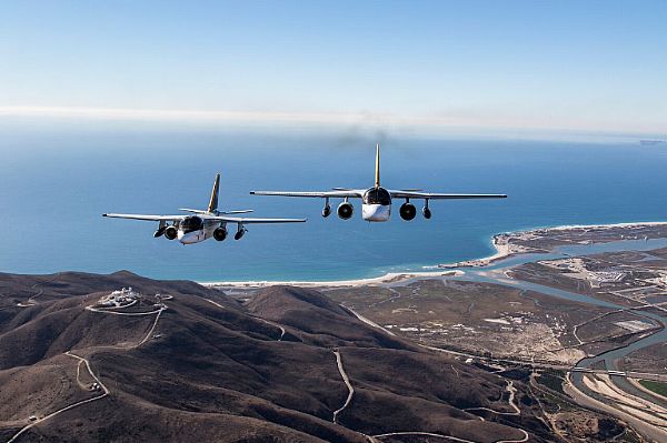 VENTURA COUNTY, Calif. (Jan. 12, 2016) The last two U.S. Navy S-3B Viking aircraft soar over Laguna Peak at Naval Base Ventura County, California. In January, one aircraft left Air Test and Evaluation Squadron 30 and retired to the boneyard; the other went to start a new life with NASA. U.S. Navy photo by Scott Dworkin.