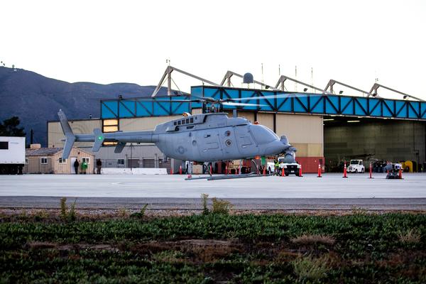 The MQ-8C Fire Scout prepares to take off Nov. 19 from the Naval Air Warfare Center's Sea Test Range at Point Mugu, Calif. Since 2013, the MQ-8C has logged over 400 flight hours during test events at this facility.  U.S. Navy photo 