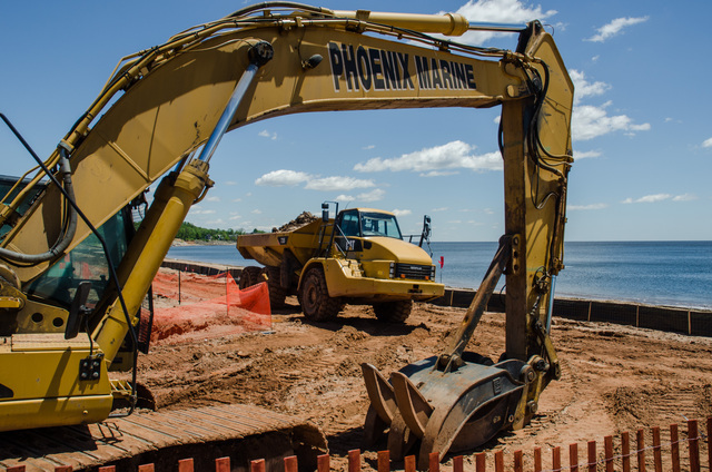 Construction equipment sits onsite at Wolfe Pond Park.