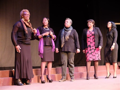 Stuttgart Gospel Service Choir performs. “A Century of Black Life, History and Culture” served as the theme for this year’s Black History Month celebration, held at Kelley Barracks, U.S. Army Garrison Stuttgart, Feb. 26, 2015.  Performances by the Patch High School and Stuttgart Gospel Service Choirs and a dance from the play “Her Stories” highlighted the accomplishments of African Americans over the past century. (U.S. Africa Command photos by Brenda Law/Released)  