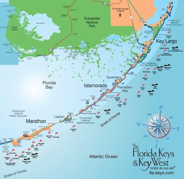 Middle & Upper Florida Keys Map