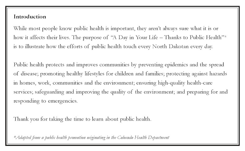 A Day in Your Life Thanks to Public Health