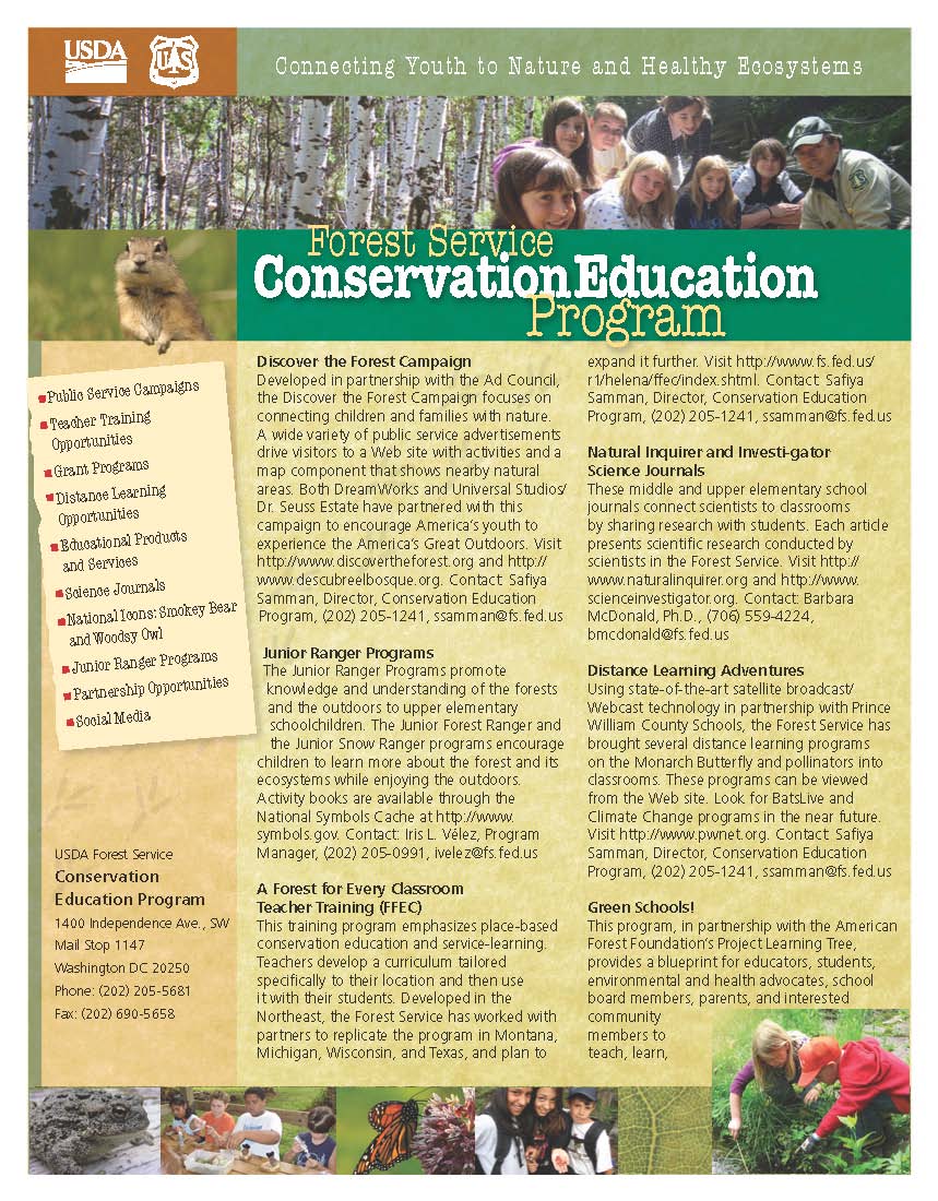 Conservation Education programs flyer