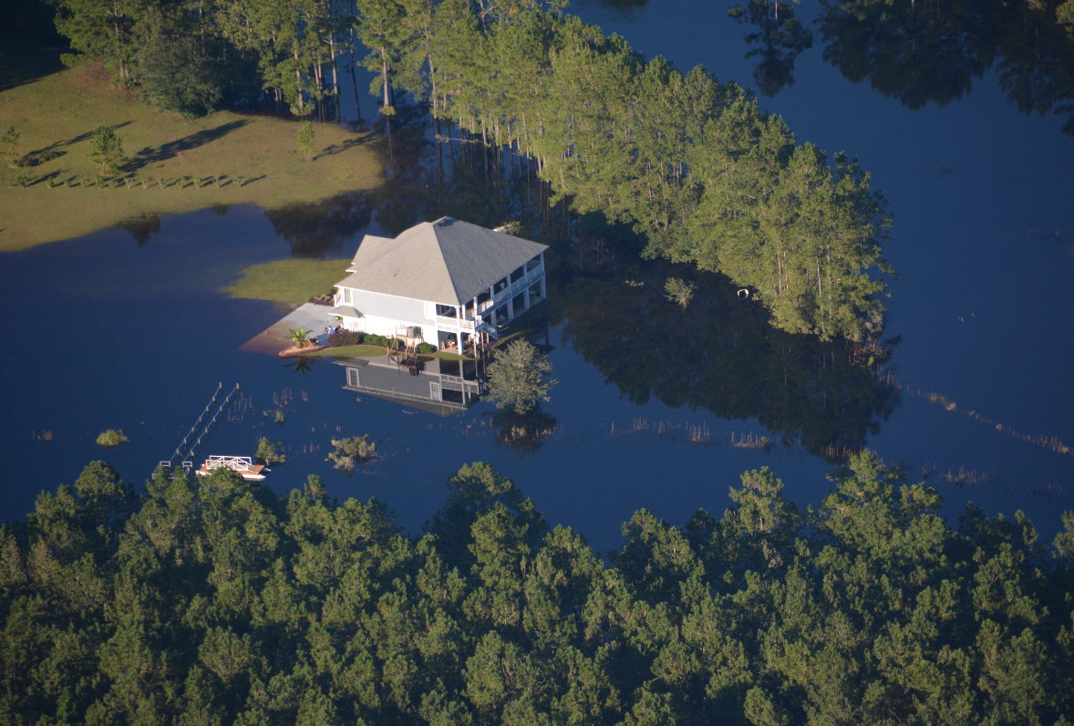 Aerial Oblique Photo of flooding after Hurricane Matthew. 