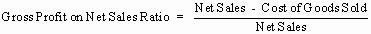 Gross Profit on Net Sales Ratio = the quantity of Net Sales - Cost of Goods Sold all divided by Net Sales