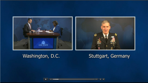 The AFRICOM Commander and the U.S. Assistant Secretary of State for African Affairs answered questions from journalists July 1, 2015. Gen. David Rodriguez participated in the Washington D.C. based event via a video connection from AFRICOM headquarters in Stuttgart, Germany.