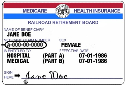 RRB Medicare Card with Medicare number circled