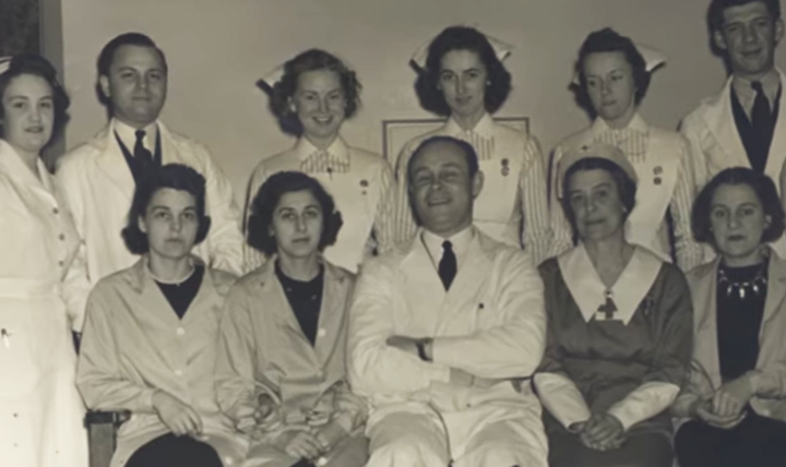 Dr. Charles Drew (bottom row, center), an African American researcher, revolutionized the way the medical community stored blood products during World War II. Often referred to as the “Father of Blood Banks,” Drew developed ways to process and store blood plasma in what we now call blood banks. (U.S. National Library of Medicine photo)