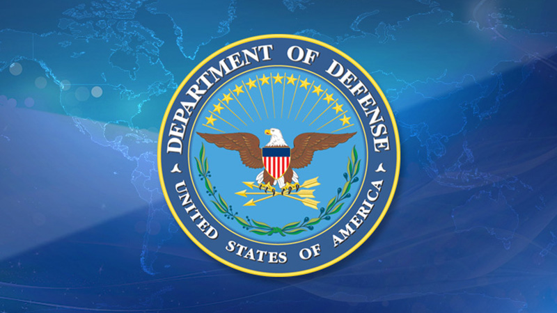 A graphic showing the Defense Department seal.