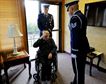 Roy Mullinax, a World War II Army veteran, speaks with Tech. Sgt. Terrance Williams, 22nd Air Refueling Wing Honor Guard NCO in charge, during a recognition ceremony, Dec. 8, 2015, in Newton, Kan. Mullinax enlisted in the Air Force shortly after the end of World War II, and his years of military service led to his recognition with a veteran’s pin through his hospice center. (U.S. Air Force photo/Senior Airman Victor J. Caputo)