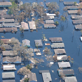 Aerial image of flooded neighborhood