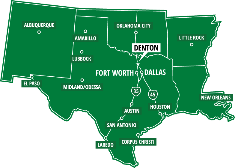 Multi-state map around Texas